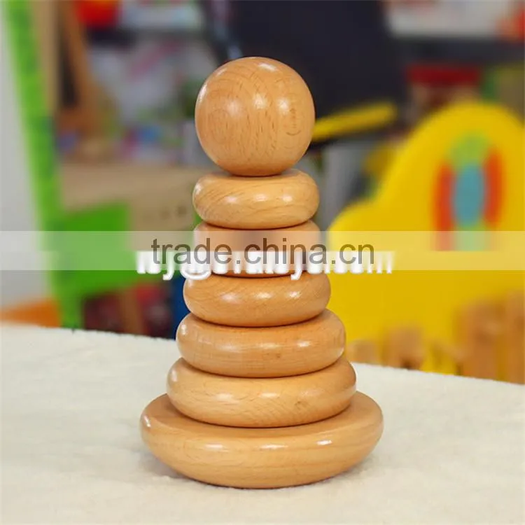 Best educational stacking rainbow tower wooden stack game for toddlers W13D117