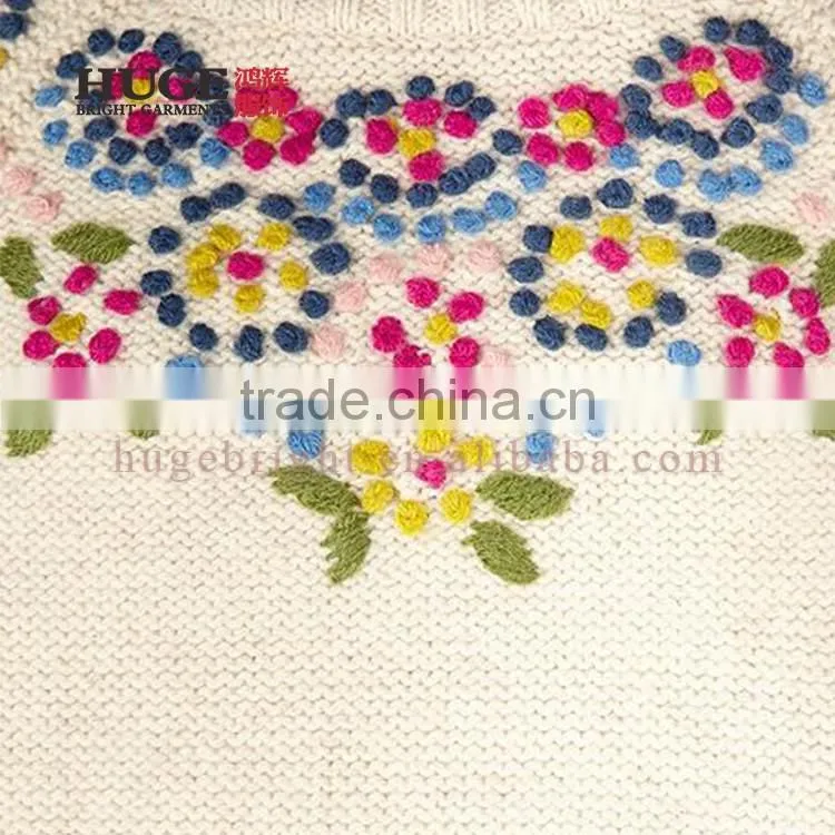 Fashion Style Lace Overlay At Shoulders Knitting Girls Sweaters