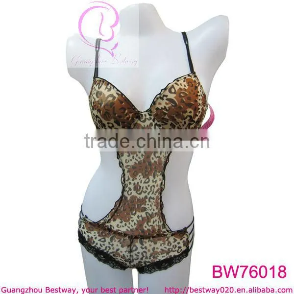 Sexy charm leopard camouflage corset lingerie with lace