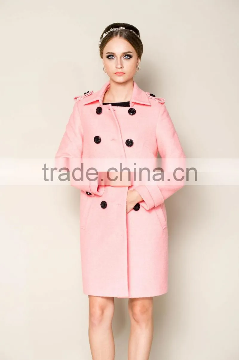 2015 latest plain high end long style women's winter warm long coat jacket