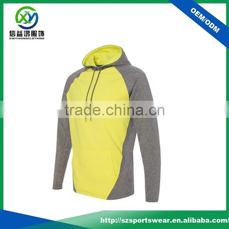 High Quality Cotton Contrast Color Men's Hooded Pullover Sweatshirt With Flat Bottom Design