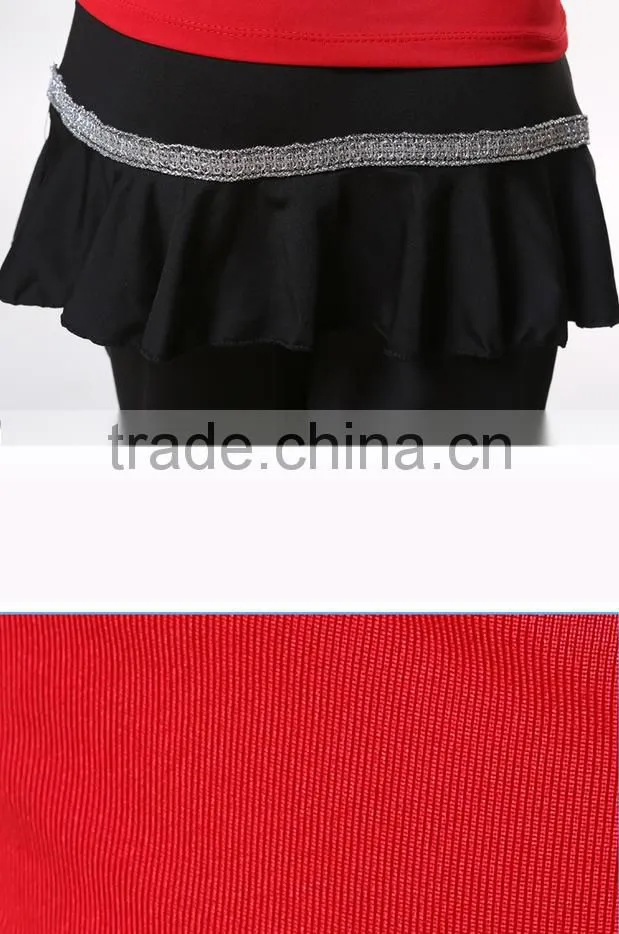 Children Kids Long Sleeve Gymnastics Shirt Pants Suit Girls Dew Shoulder Bowknot Unequal Latin Practice Dance Costumes