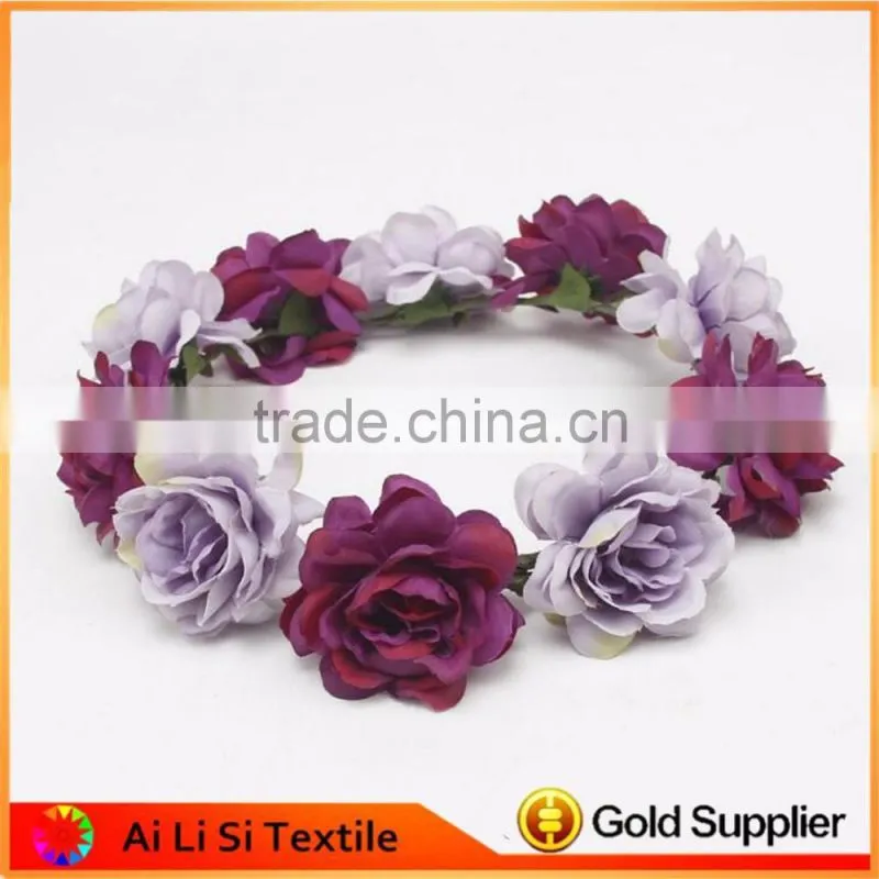 Colorful Flower Rose Ribbon Half Crown Headband Princess Crown Headband