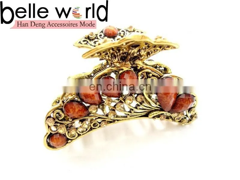 Europen Retro Metal Rhinestone Jewel Hair Claw Clip