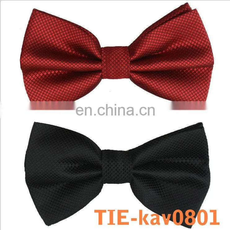 2014 fashion double-deck groom wedding pure color grid cheap bow tie for men latest design