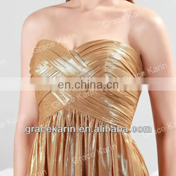 2015 Luxurious Golden Evening Prom Party Gowns Long Dresses CL4418