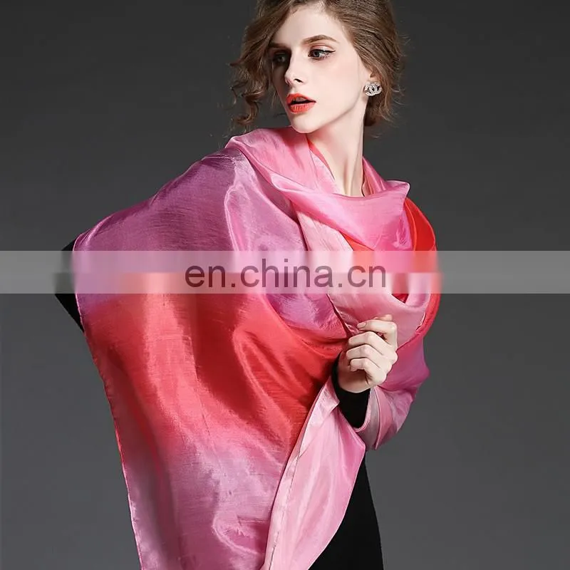 Hand painted silk gradient color scarf shawl