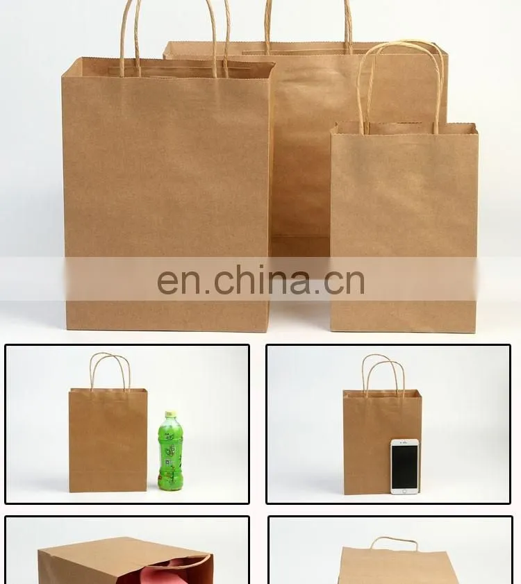 Wholesale colorful customized printed kraft paper bags with handles