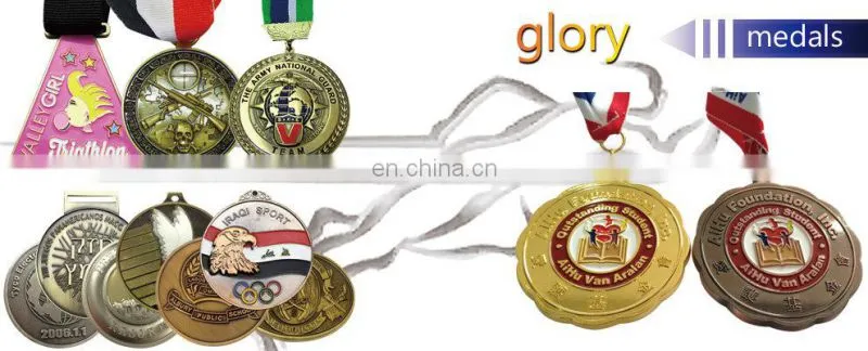 Customized Blank Brass Finish Metal Sport Medal with Ribbon