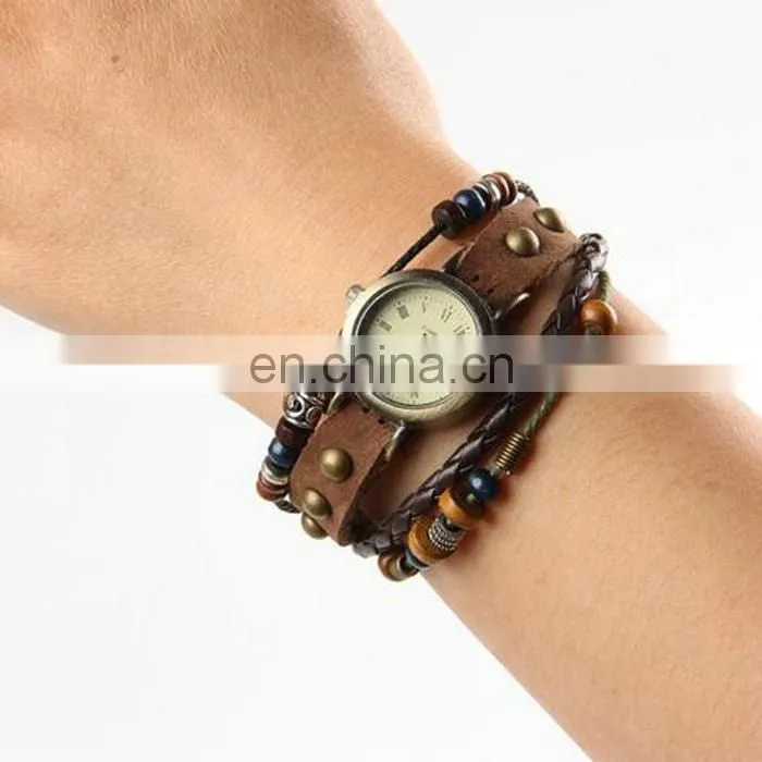 High quality fashion genuine charm butterfly for women leather retro watch