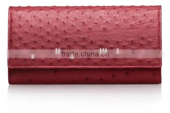 High Quality Customized Logo Genuine Real Ostrich leather Clutch Wallet for Women