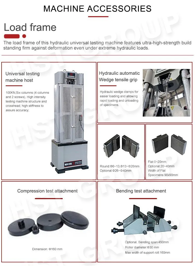 HST Hydraulic Universal Testing Machine 220V with 1 Year Warranty for Tensile and Compressive Strength