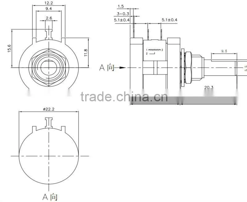 flat shaft WXD3590 rotary wirewound potentiometer