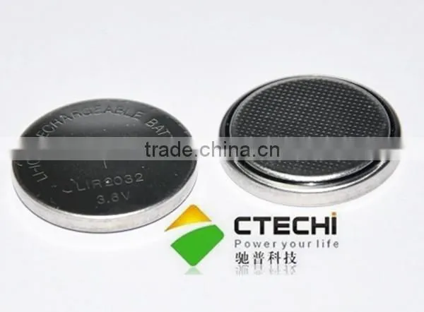 lir2032 rechargeable 3.7v lithium ion button battery 3.7v batterie rechargeable