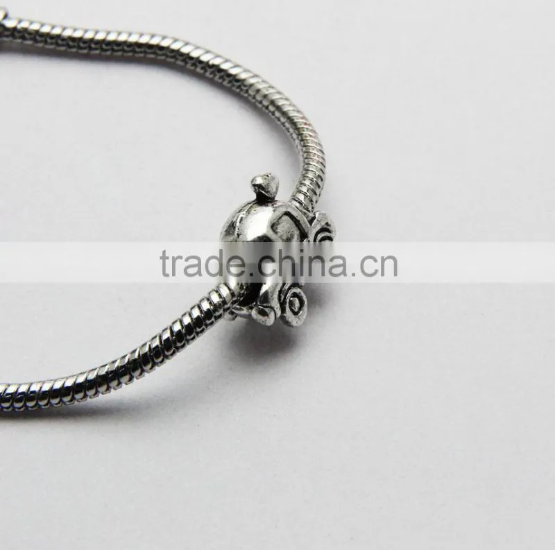 Wholesale DIY Anti-silver Car Shape Large Hole Metal Zinc Alloy Slide Beads