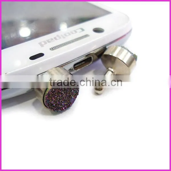 P1031 Newest sparkly Titanium druzy phone dust plug
