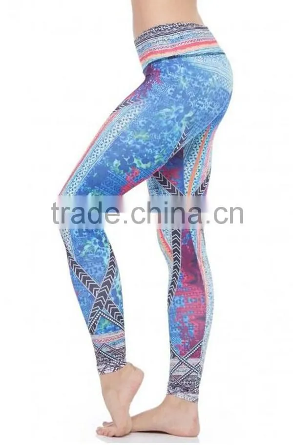 High waist gym compression yoga pants/sublimation printed yoga pants/custom colorful yoga pants
