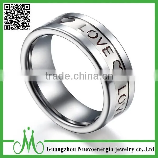 High quality tungsten jewelry dubai ring for men Valentines Gift engraved logo ring love font