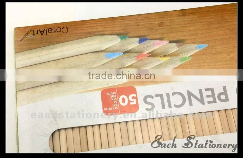 7" HB natural wooden coloring pencils in wooden box case