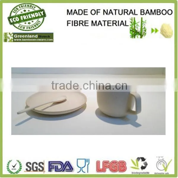 wholesale new white round natural green bamboo fibre coffee cup small spoon