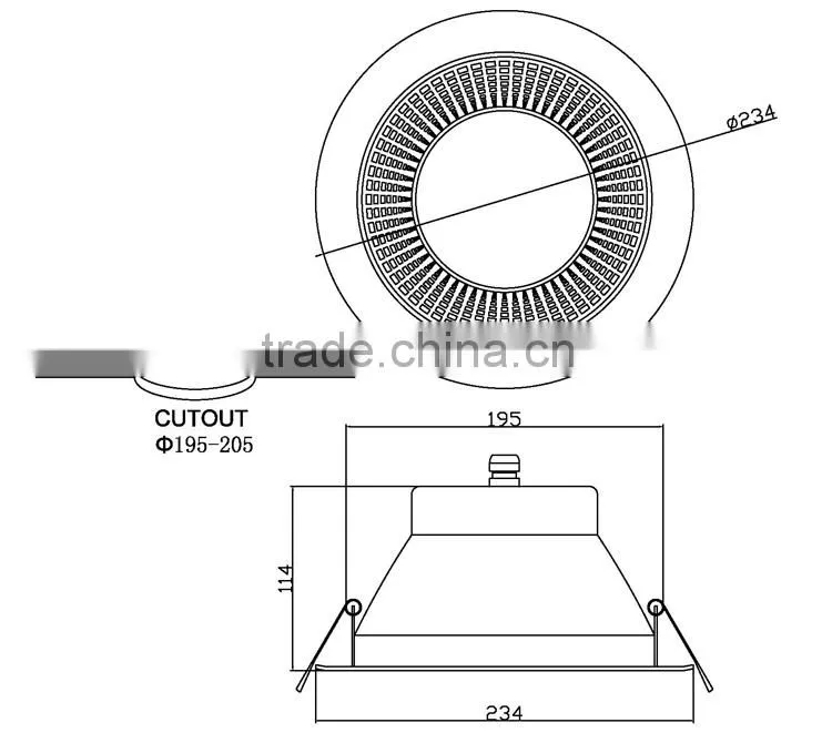 CE SAA C-TICK Anti-glare design UGR<19 dimmable LED COB downlight CRI95 8inch 20W 1500LM