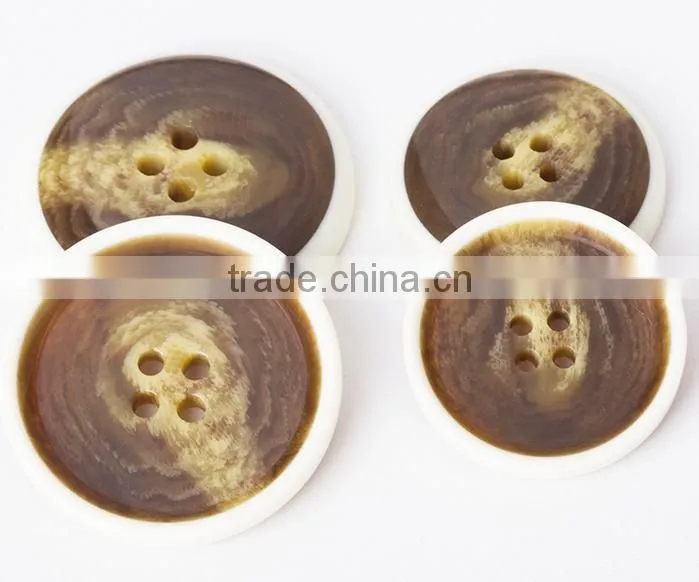 Sedex Audited Factory 2 Pillar Burnt Rim Resin horn button, polyester horn button