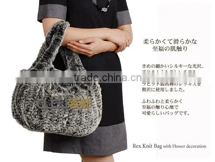 QD-LT8980 Factory Direct Sale Fur Handbag Cute Rex Rabbit Fur Handbag