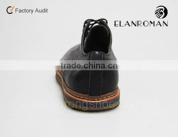 Black fashion lace up leather shoes for men in Guangzhou manufacturer