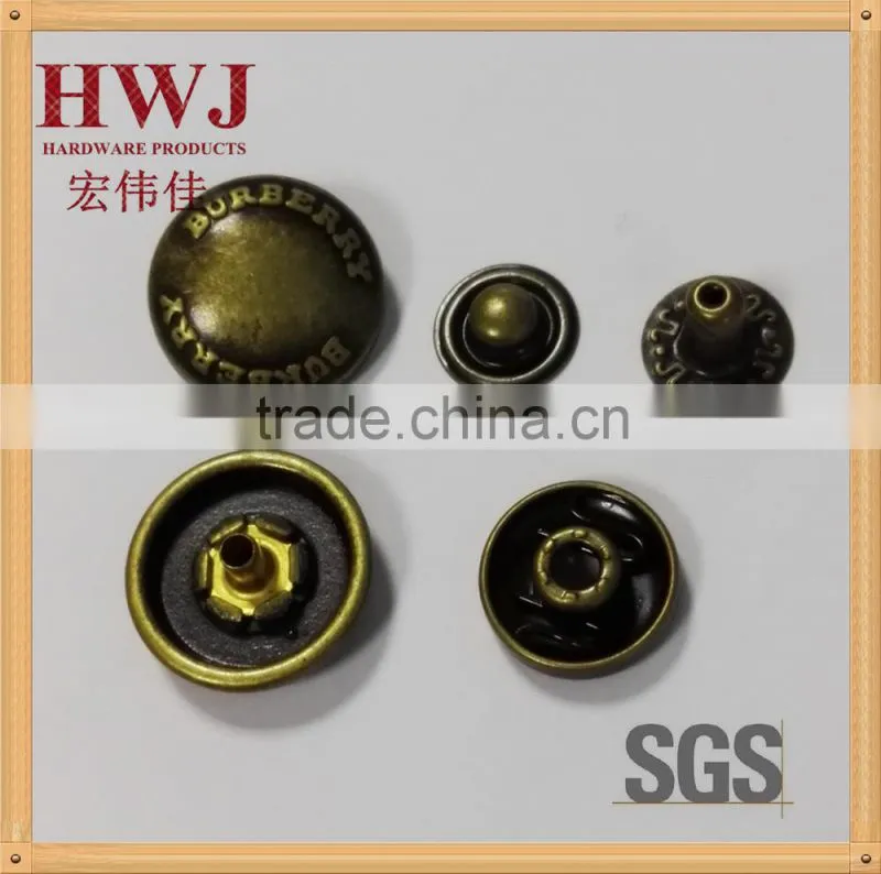 18mm alloy top metal sring snap button with 484# underpart