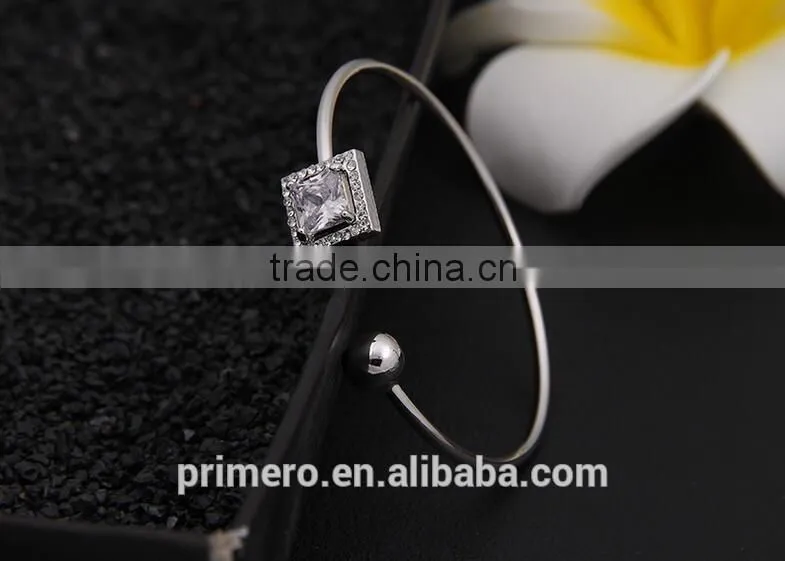 Luxury Square Cubic Zircon Bracelet Bangle for Women 18K Rose Gold Plated Jewelry
