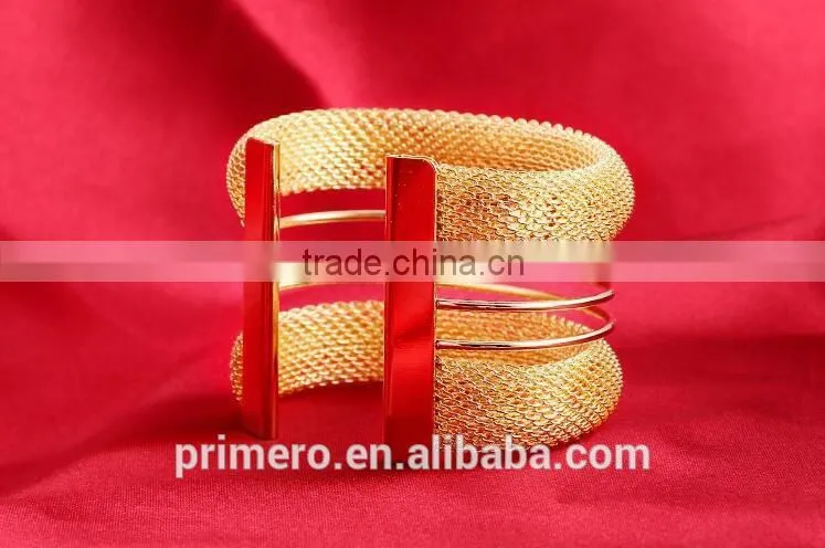 New Hight Quality Gold Wire Mesh Wide Open Cuff Bangle Punk Rock Bracelet Jewelry