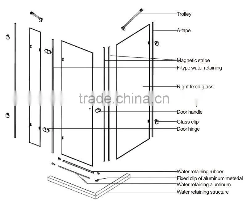 small tempered glass sliding door shower room