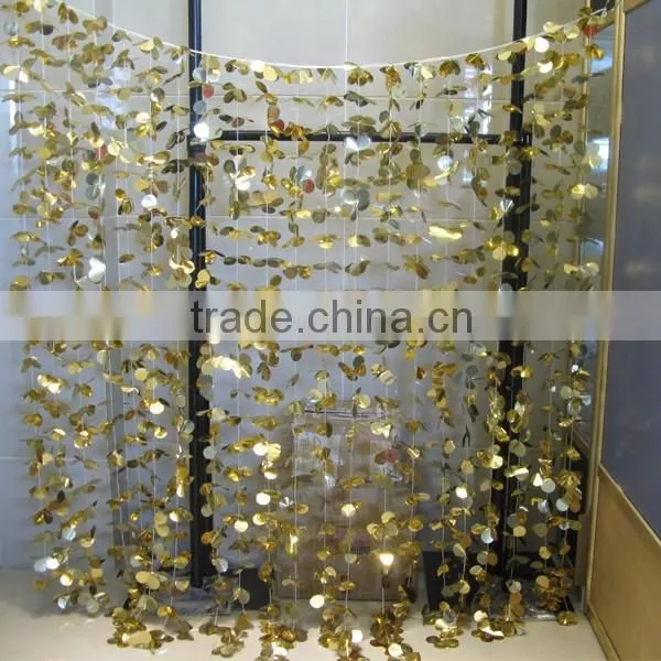 shiny metallic foil flower curtain