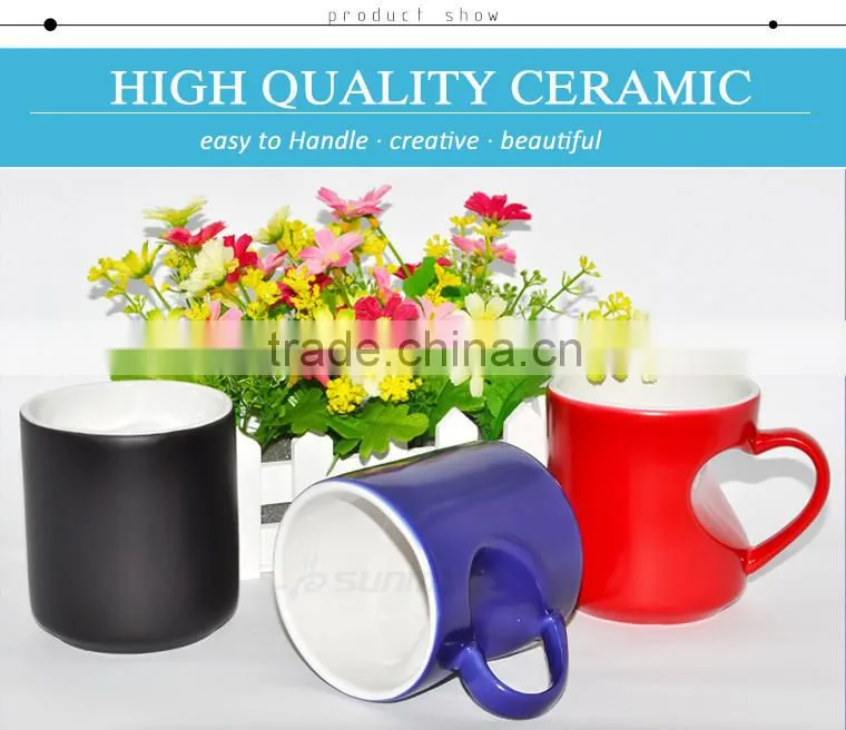 Sunmeta whole sale 11oz Blank Sublimation heart-shaped Color Changing ceramic Mug matte