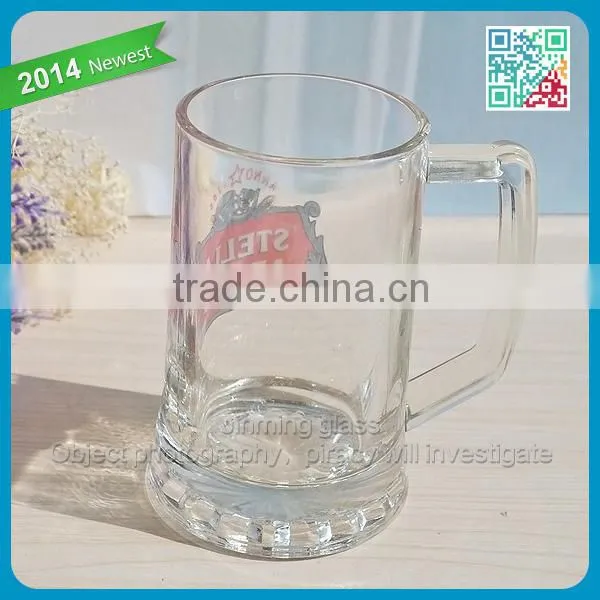 Wholesale Promotional Crystal Glass Mug Tumbler with Decal Printing Glass handle Mug Stein Decorative Beer Mug Cup Glass