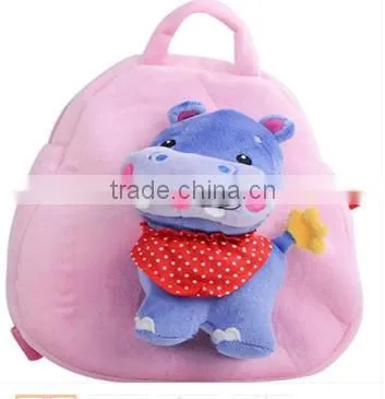 cute animal shape plush bag/stuffed hippo plush bag/animal shape kids bag