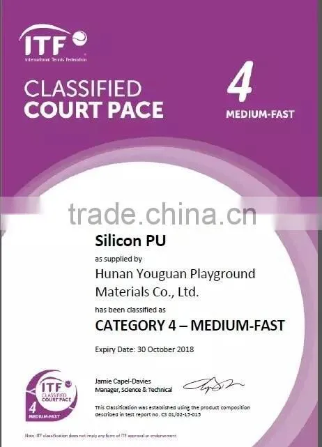 ITF Certified Silicone PU Court Surface for Stadium Volleyball/Basketball/Tennis/Badminton Court