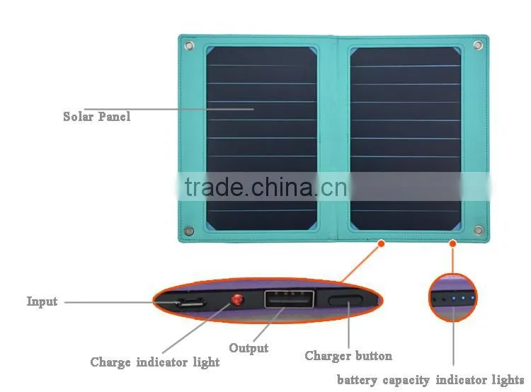 2016 Hot Selling Electronic Items PU Leather 10W 6000mAh Waterproof Solar Panel Charger for Mobile Phone