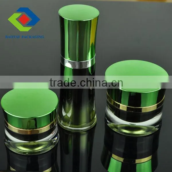 15gm green waist shape acrylic jar