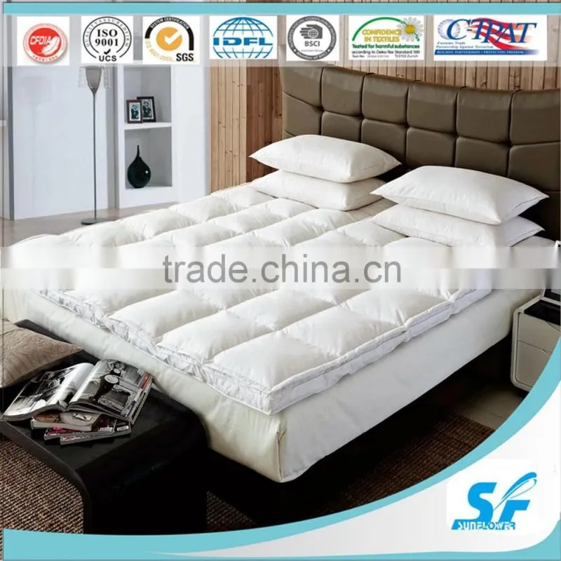 double layers goose duck feather down fill mattress pad bed topper