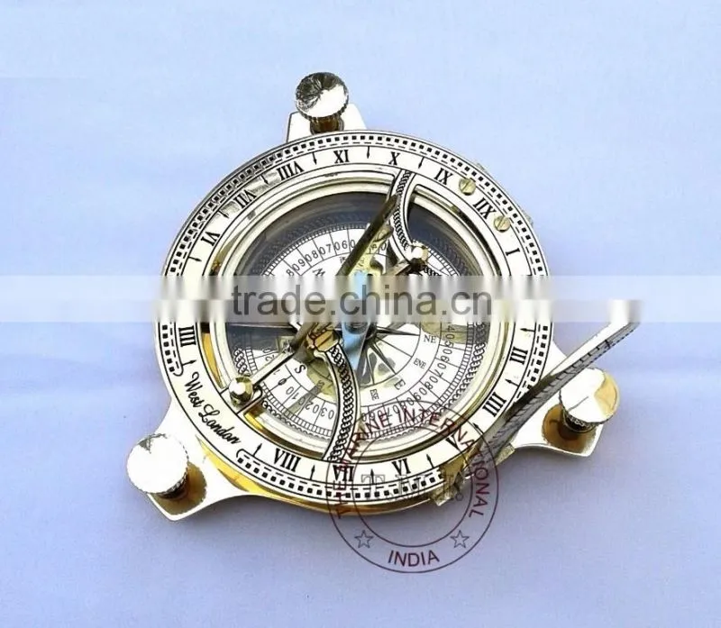 BRASS SUNDIAL COMPASS - NAUTICAL VINTAGE SUNDIAL COMPASS - MARINE MARITIME GIFT