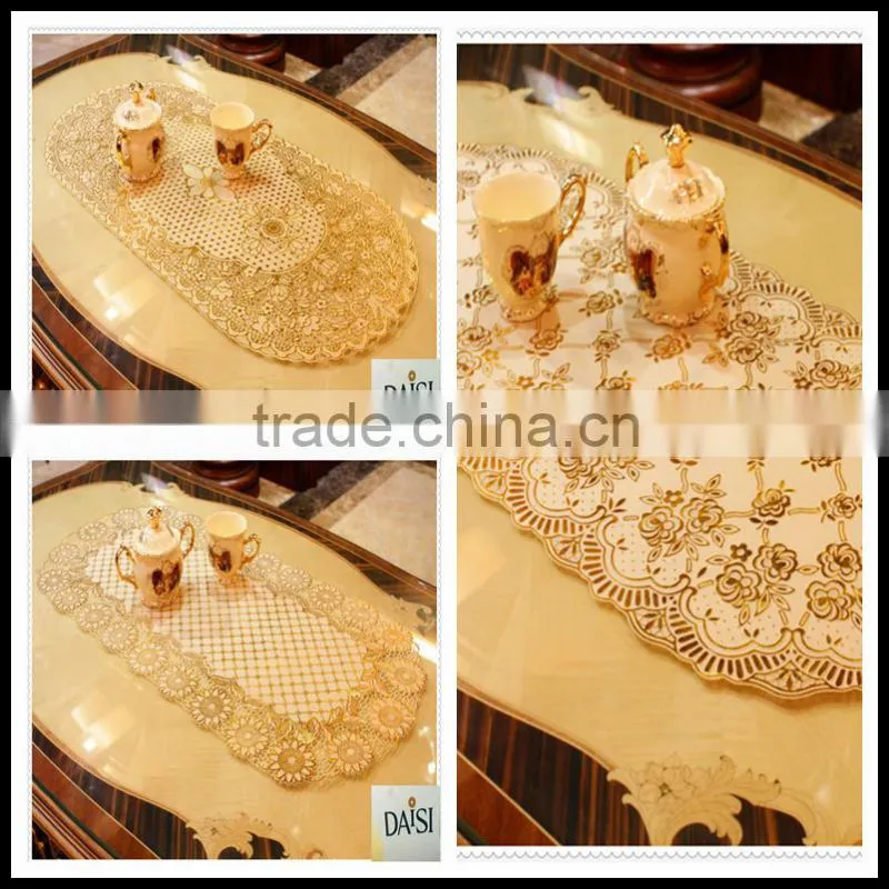 40x84 gold long Lace Tablecloth