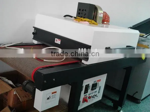 Screen printed t shirt plastisol ink ir tunnel dryer