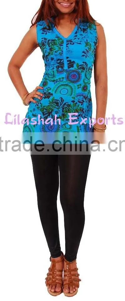 2692 Cotton Printed Summer Blouse tops Beachwear Mini Tops Dress