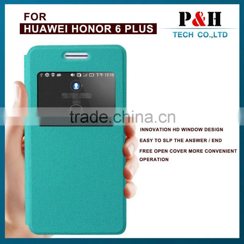 China Wholesale PU Leather Case Flip Phone Case with Window View for Huawei Honor 6