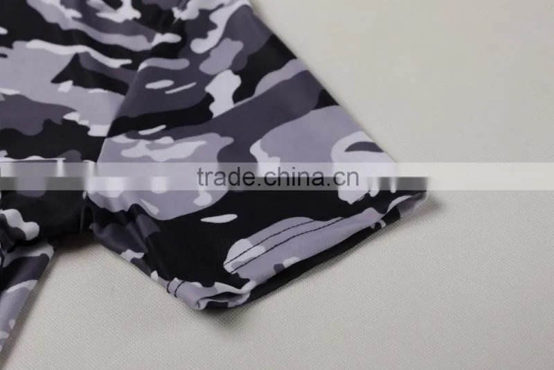 Crew neck sublimation camouflage t-shirt fitness compression sports camo t shirt