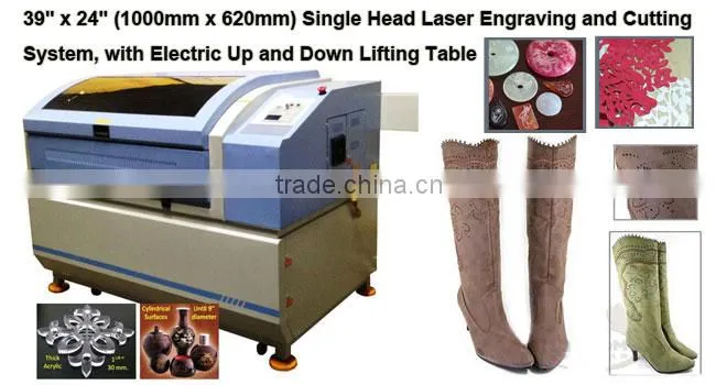 39" x 24" Single Head Laser Engraving and Cutting System, with Electric Up and Down Lifting Table