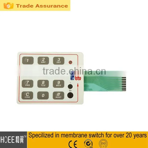 OEM professional embossed membrane push button switch with leds