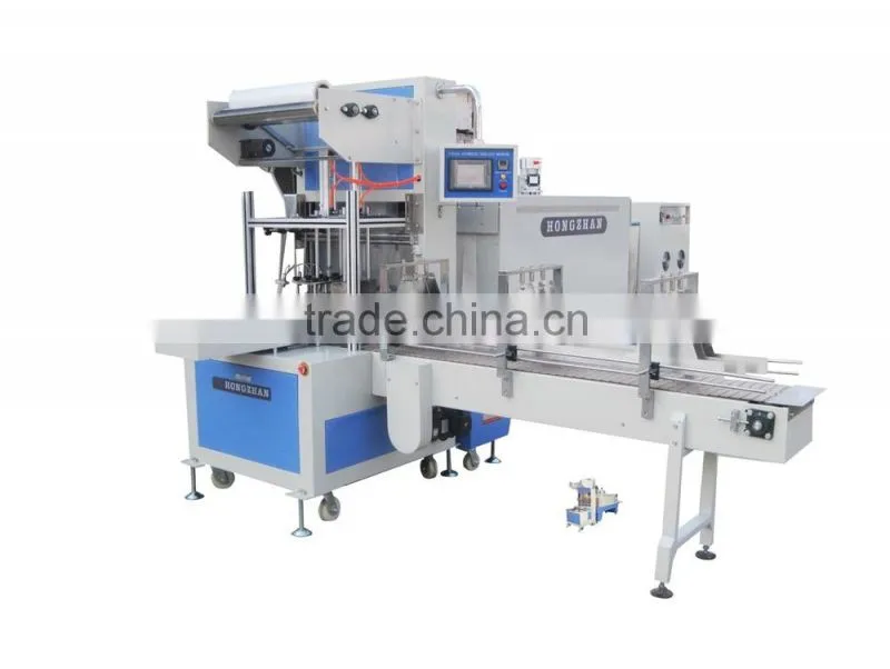 Hongzhan SM6030 automatic beverage cans bottles tray sleeve and shrink packing machine for POF film