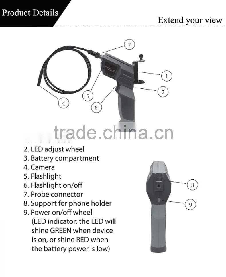 IP67 2 mega pixel cmos wifi inspecition endoscope for testing